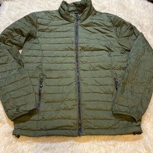 Green CMP Jacket with Stand-Up Collar and Quilted Design